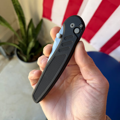 Pro-Tech Avalon Thumb Stud Knife – Black Aluminum Handle, Stonewash MagnaCut Blade – Made in USA (PN1101)