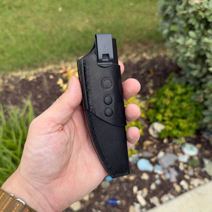 Sparrow Seven Fixed Blade Pocket Carry Leather Sheaths - Black Leather with Black Thread