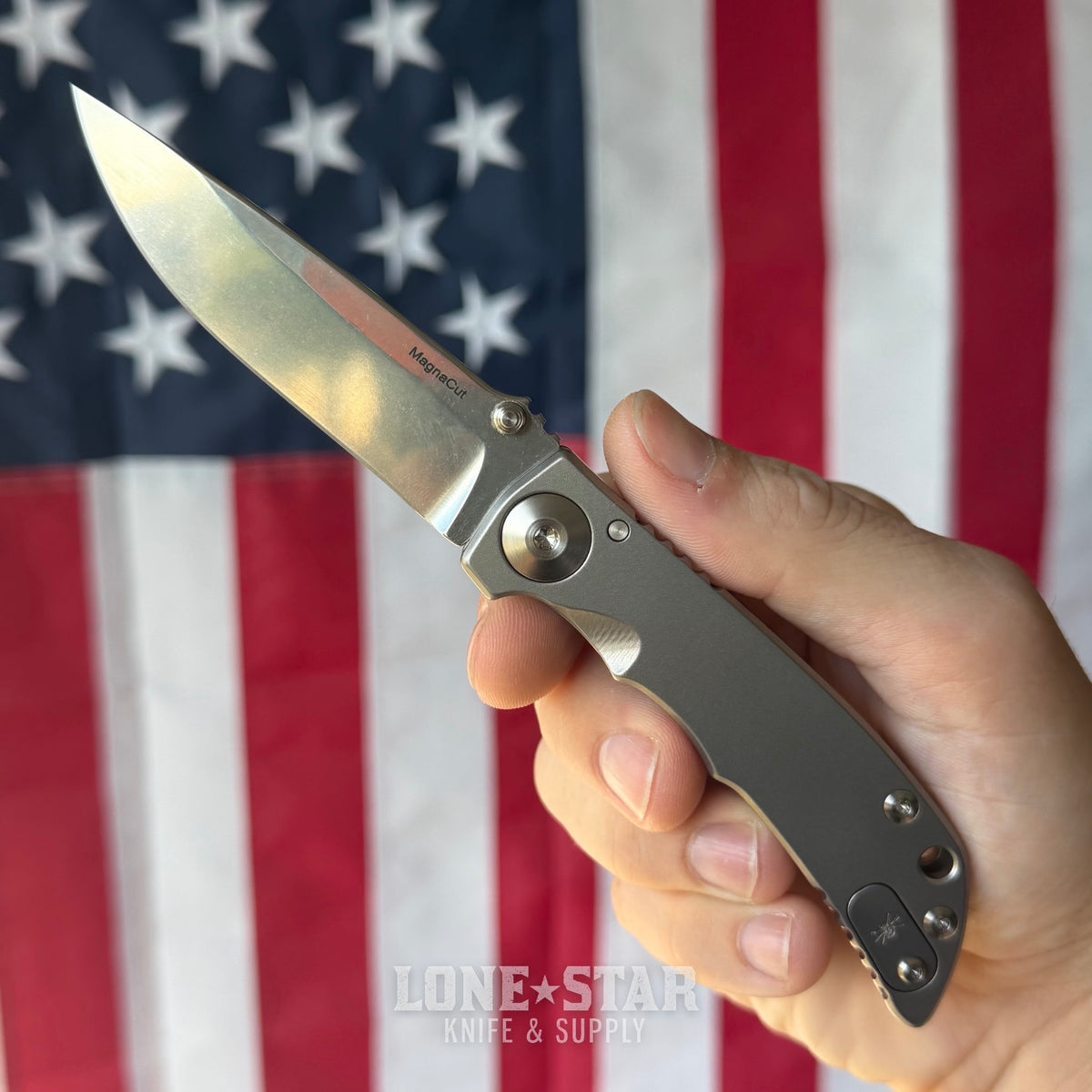 The Back Door: Spartan Blades Harsey Folder SHF 3.25 - Titanium Frame Lock, Stonewash Magnacut - Made in USA (SF10SW) (Return)