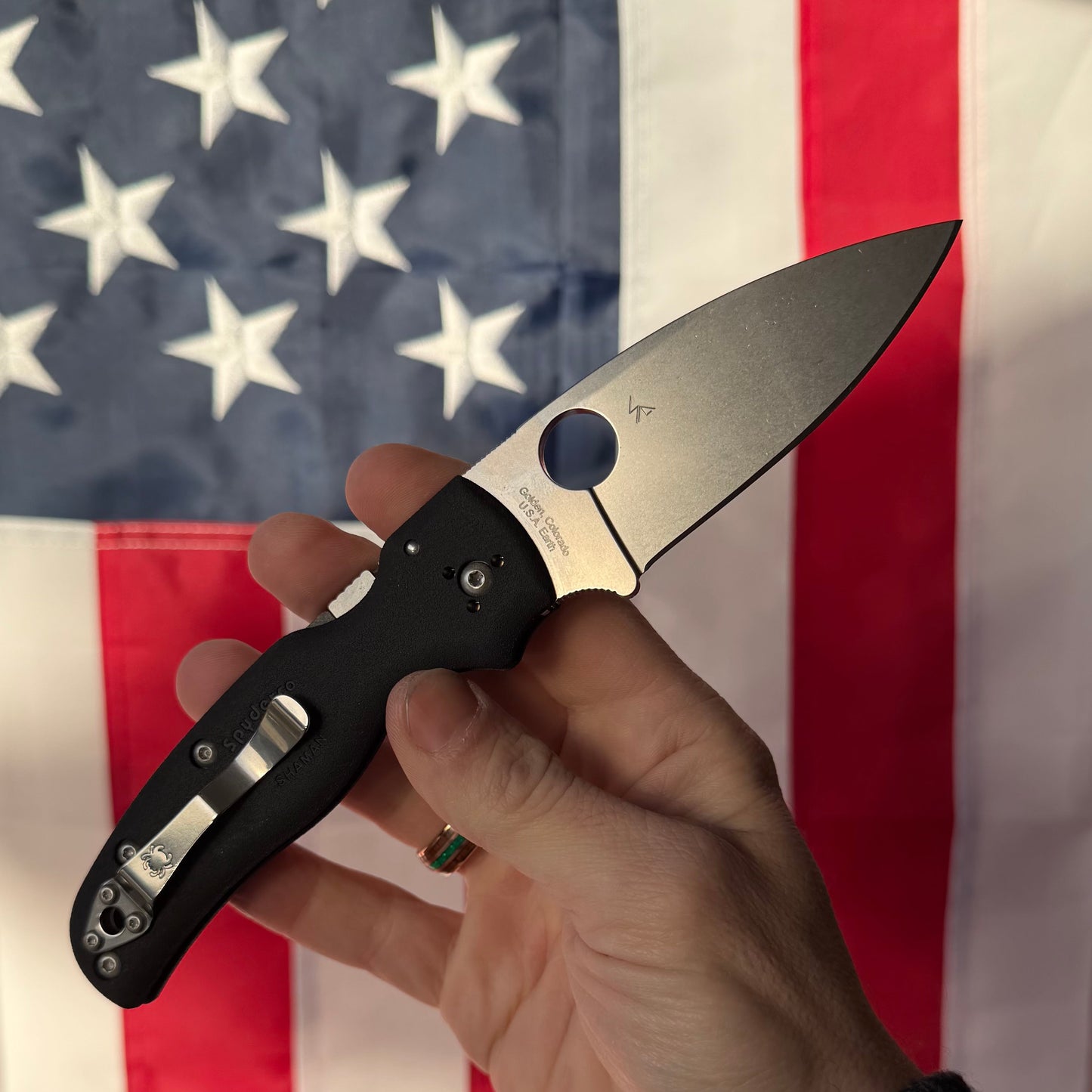 Spyderco Shaman Lightweight Black FRN 3.5 inch CTS-BD1 Compression Lock Knife – Made in USA (SC229PBK)