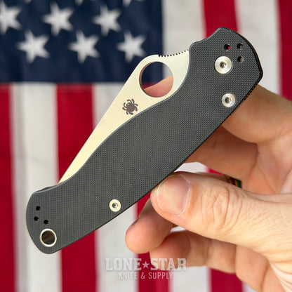 The Back Door: Spyderco Para Military 2 Folding Knife - Black G10, 3.42" CPM-S45VN, CME & LynchNW Clip - Made in USA (C81GP2) (Trade In)