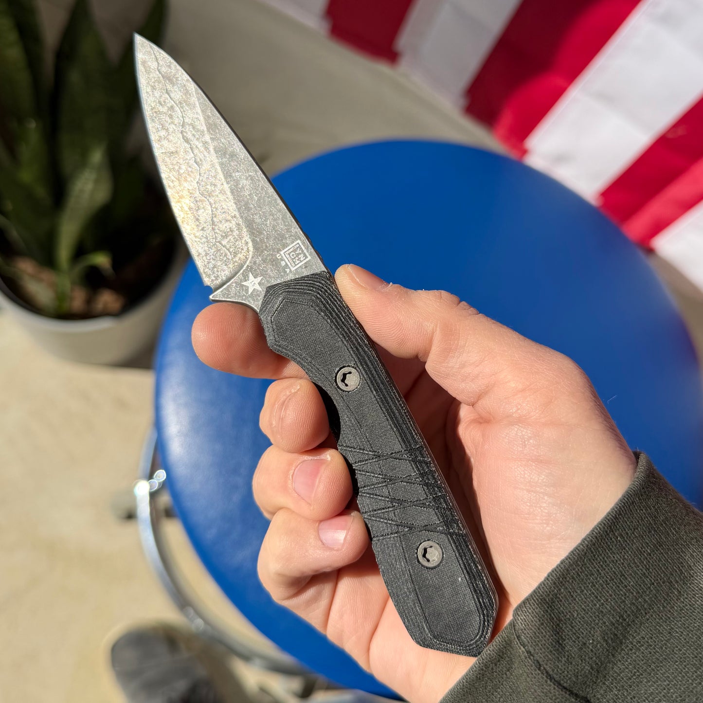 LynchNW Sparrow Seven MagnaCut Fixed Blade Knife – Black Micarta, Fauxhamon Acid-Wash (LB-SP7-LON-STR-PM-BLK-FHA)