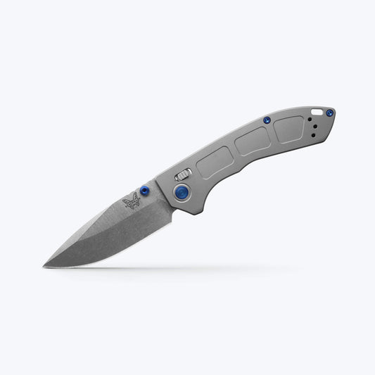 Benchmade Mini Narrows Gray Titanium 3.0 inch CPM 20CV Drop Point Knife – Made in USA (743)