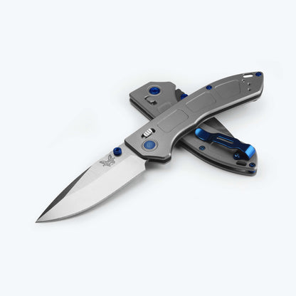 Benchmade Mini Narrows Gray Titanium 3.0 inch CPM 20CV Drop Point Knife – Made in USA (743)