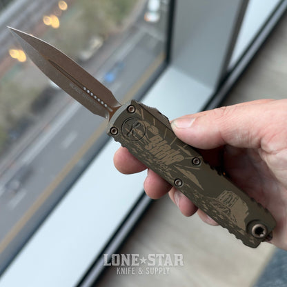 Microtech UTX-85 D/E Gen IV, Blade Show West 2026 Exclusive, 3.1" M390MK Bronzed Apocalyptic, Engraved Aluminum - Made in USA (12324-13APS-BSW)