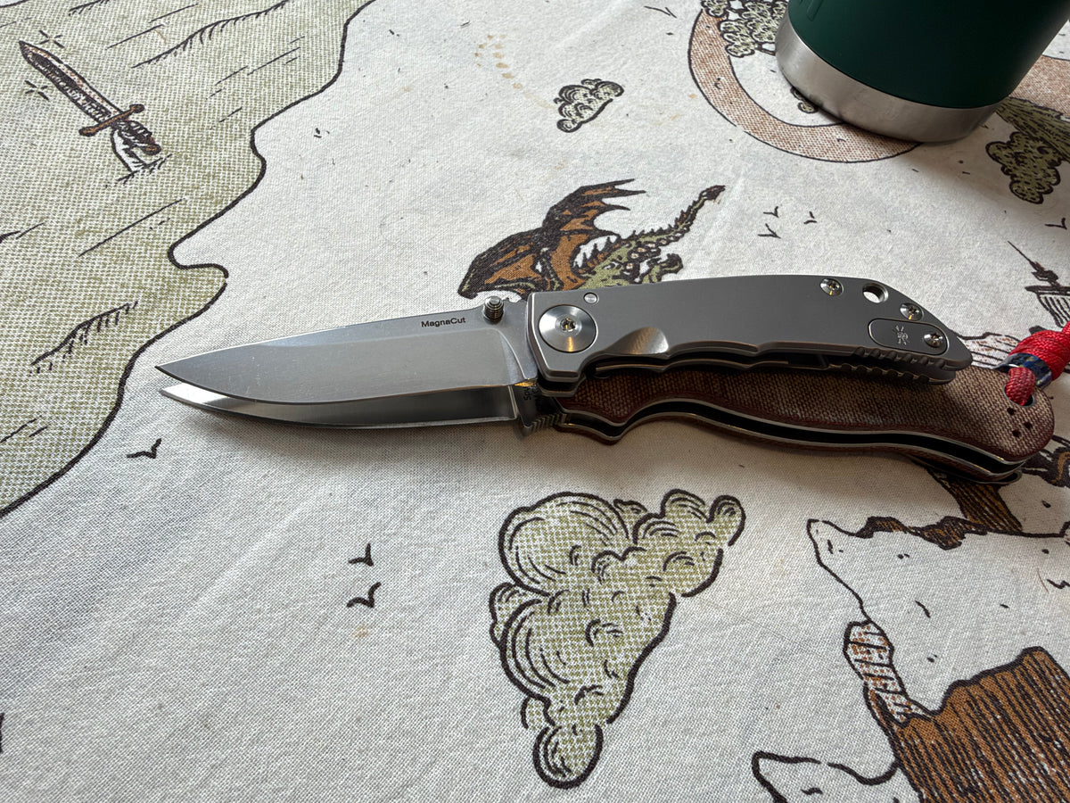 The Back Door: Spartan Blades Harsey Folder SHF 3.25 - Titanium Frame Lock, Stonewash Magnacut - Made in USA (SF10SW) (Return)