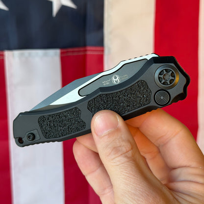 Heretic Wraith SE Automatic Knife – 3.5″ Two-Tone Black Tactical MagnaCut Blade – Made in USA (H000-10A-T)