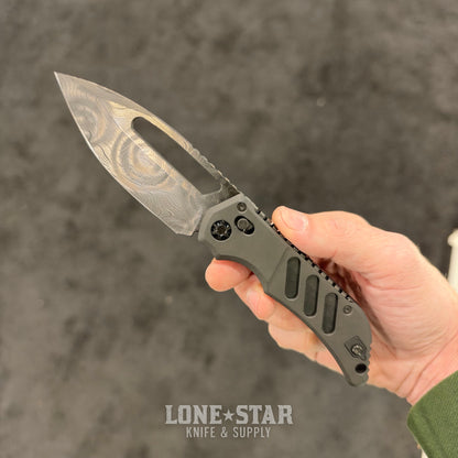 Heretic Custom Koschei, Chad Nichols Wavepool Damascus, DLC Titanium Scales, Crossbar Lock - Made in USA (BSW26-002)