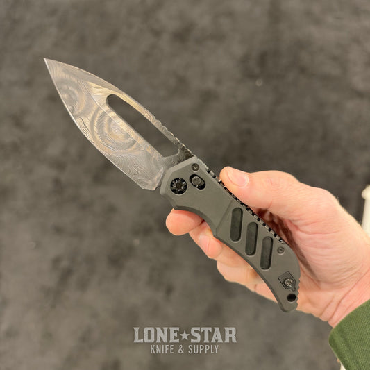 Heretic Custom Koschei, Chad Nichols Wavepool Damascus, DLC Titanium Scales, Crossbar Lock - Made in USA (BSW26-002)