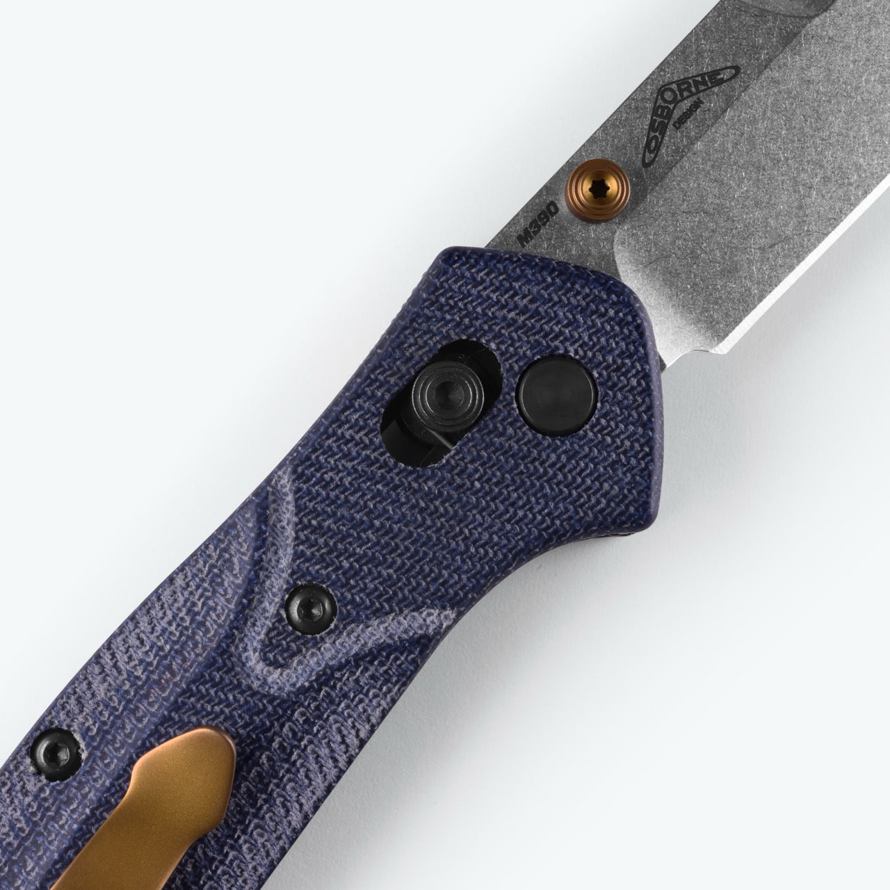 Benchmade Osborne 940-04 Denim Micarta, 3.4″ M390 Reverse Tanto Blade, Made in USA (940-04)