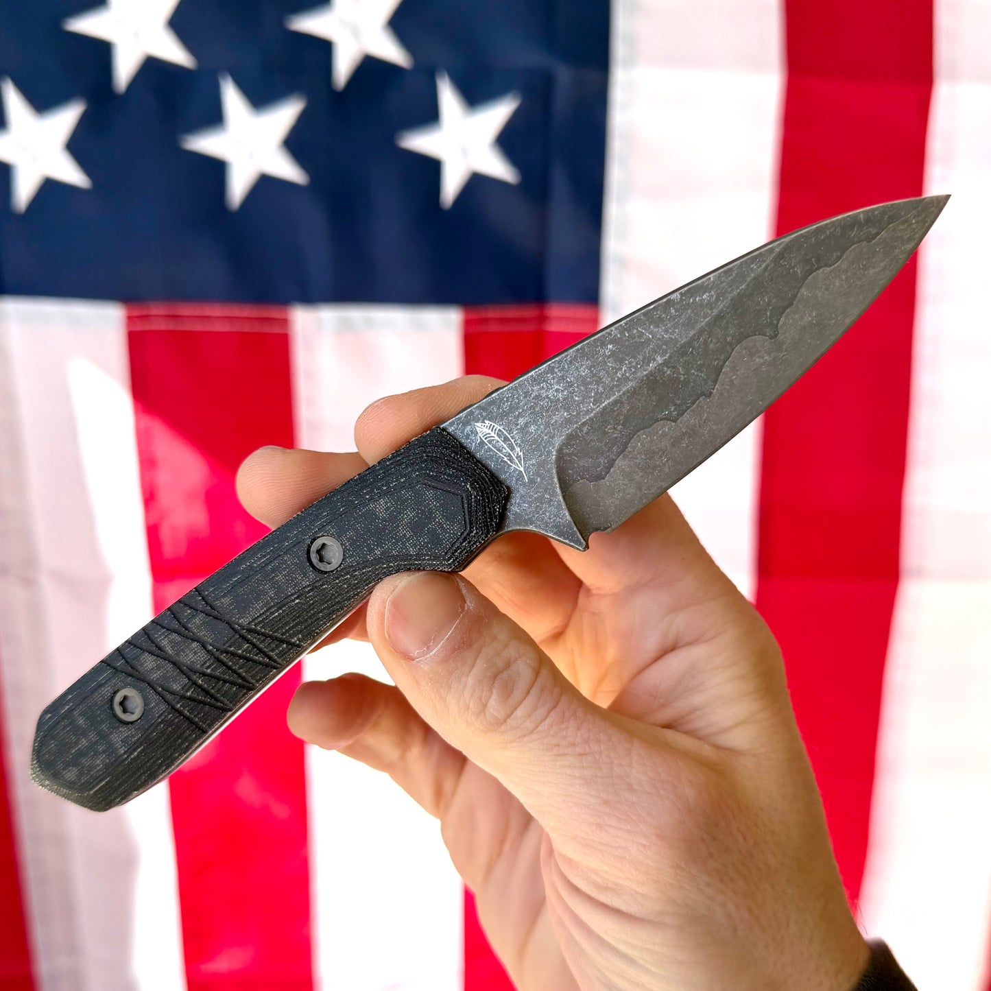 LynchNW Sparrow Seven MagnaCut Fixed Blade Knife – Black Micarta, Fauxhamon Acid-Wash (LB-SP7-LON-STR-PM-BLK-FHA)