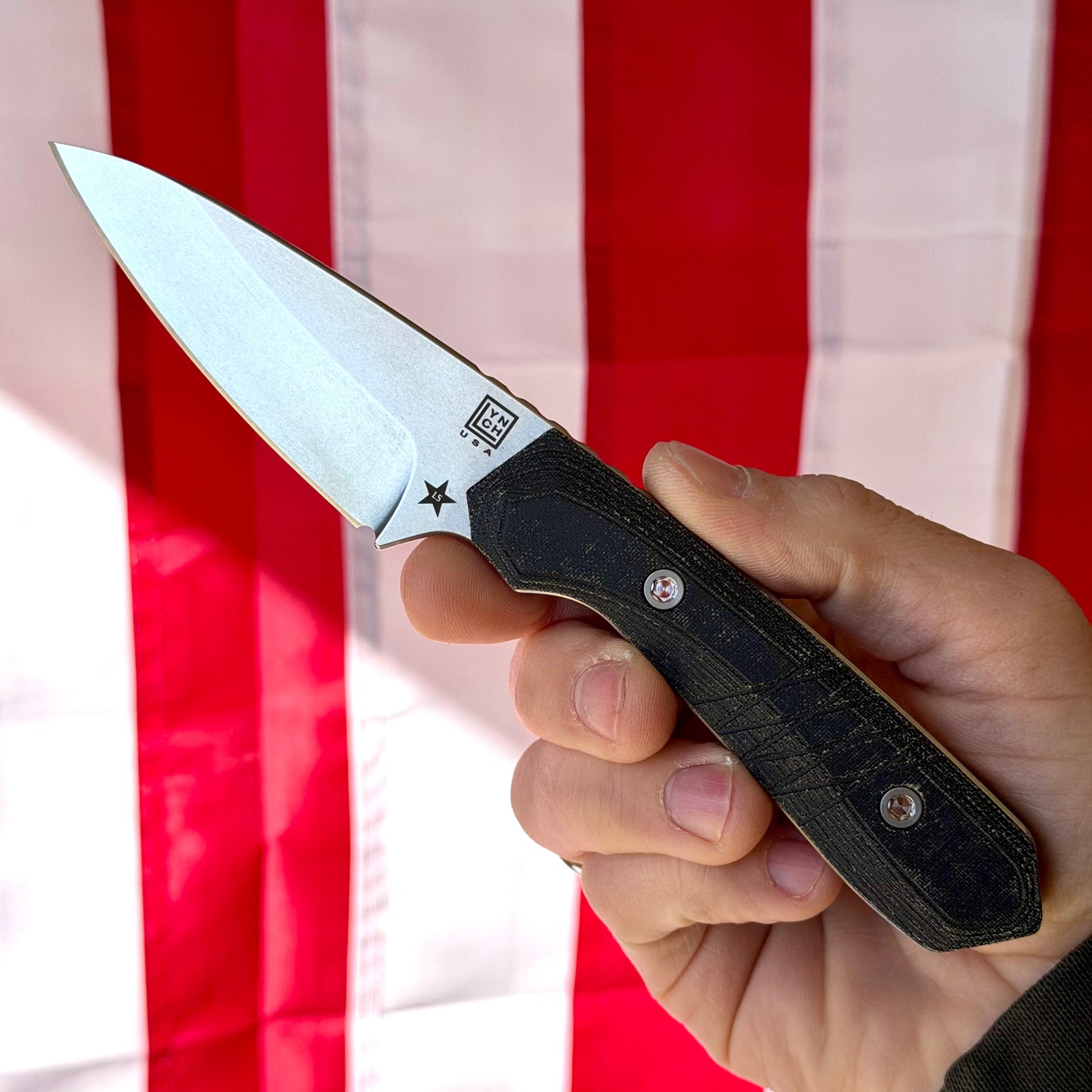 LynchNW Sparrow Seven MagnaCut Fixed Blade Knife – Black Micarta, Stonewashed (LB-SP7-LON-STR-PM-BLK-STO)