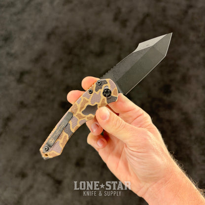 Heretic Mini Pariah Auto Duck Camo, 3.36" MagnaCut Black Tanto, Glass Packed Polymer Chassis - Made in USA (H055-DC)
