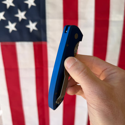 The Back Door: Pro-Tech Rockeye Automatic Knife – Blue Aluminum Handle, Stonewash MagnaCut Blade – Made in USA (LG3101-Blue) (Blemish)
