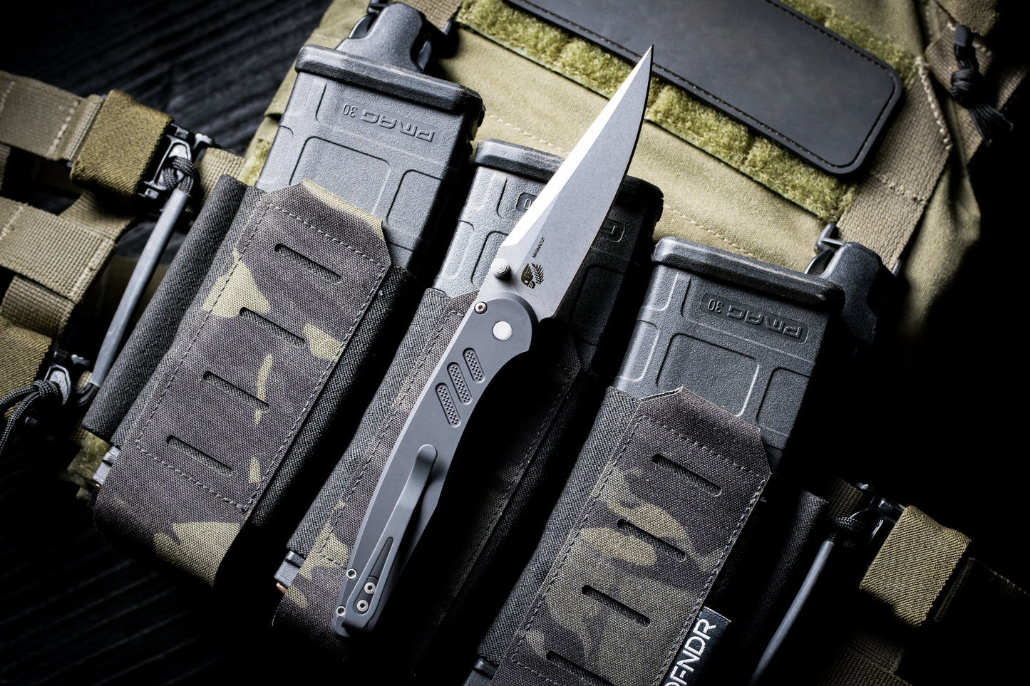Pro-Tech Avalon Thumb Stud Knife – Black Aluminum Handle, Stonewash MagnaCut Blade – Made in USA (PN1101)