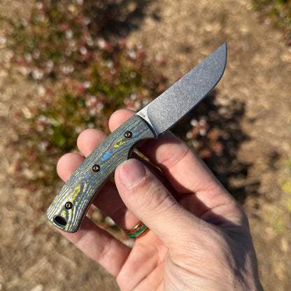 TRM TAGALONG 80’s CamoCarbon Fixed Blade, 2.4″ Blade, Made in USA