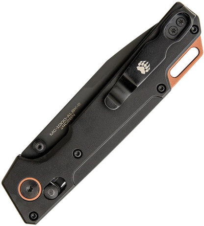 Nekama I Slide Lock Knife – Black Aluminum Handle, 14C28N Tanto Blade – Made in USA (BCMC1000ALBKB)