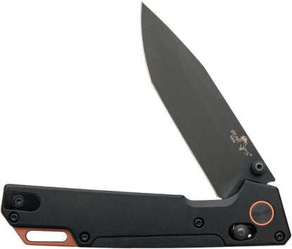 Nekama I Slide Lock Knife – Black Aluminum Handle, 14C28N Tanto Blade – Made in USA (BCMC1000ALBKB)