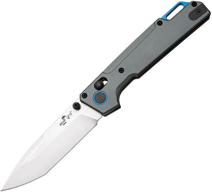 Nekama - Slide Lock – Gray Aluminum Handle, 3.25″ Satin Tanto Blade (BCMC1000ALGYS) - Made in USA