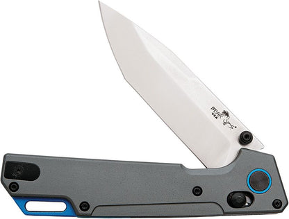 Nekama - Slide Lock – Gray Aluminum Handle, 3.25″ Satin Tanto Blade (BCMC1000ALGYS) - Made in USA