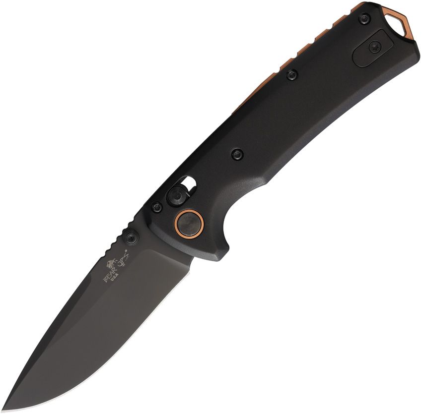 Bear & Son Nekama II 3.25" Slide Lock Folder – Black Aluminum, 14C28N Drop Point DLC – Made in USA (BCMC1100ALBK)