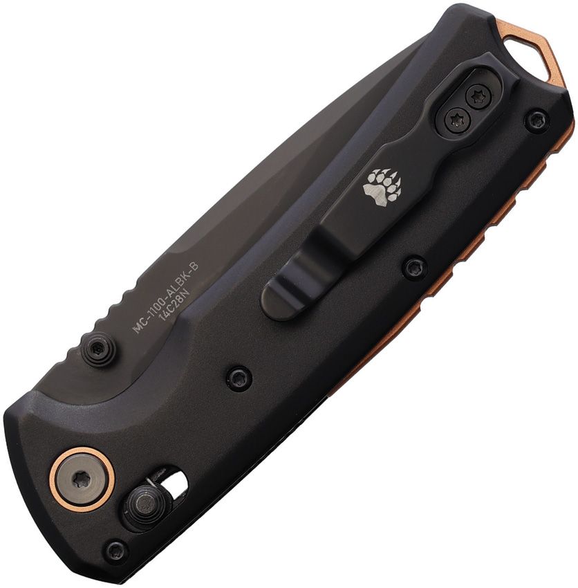 Bear & Son Nekama II 3.25" Slide Lock Folder – Black Aluminum, 14C28N Drop Point DLC – Made in USA (BCMC1100ALBK)