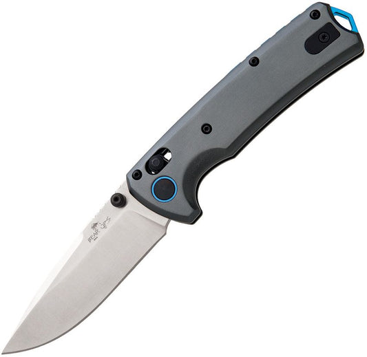 Bear & Son Nekama II 3.25" Slide Lock Folder – Gray Aluminum, 14C28N Drop Point Satin – Made in USA (BCMC1100ALGY)