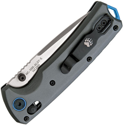 Bear & Son Nekama II 3.25" Slide Lock Folder – Gray Aluminum, 14C28N Drop Point Satin – Made in USA (BCMC1100ALGY)