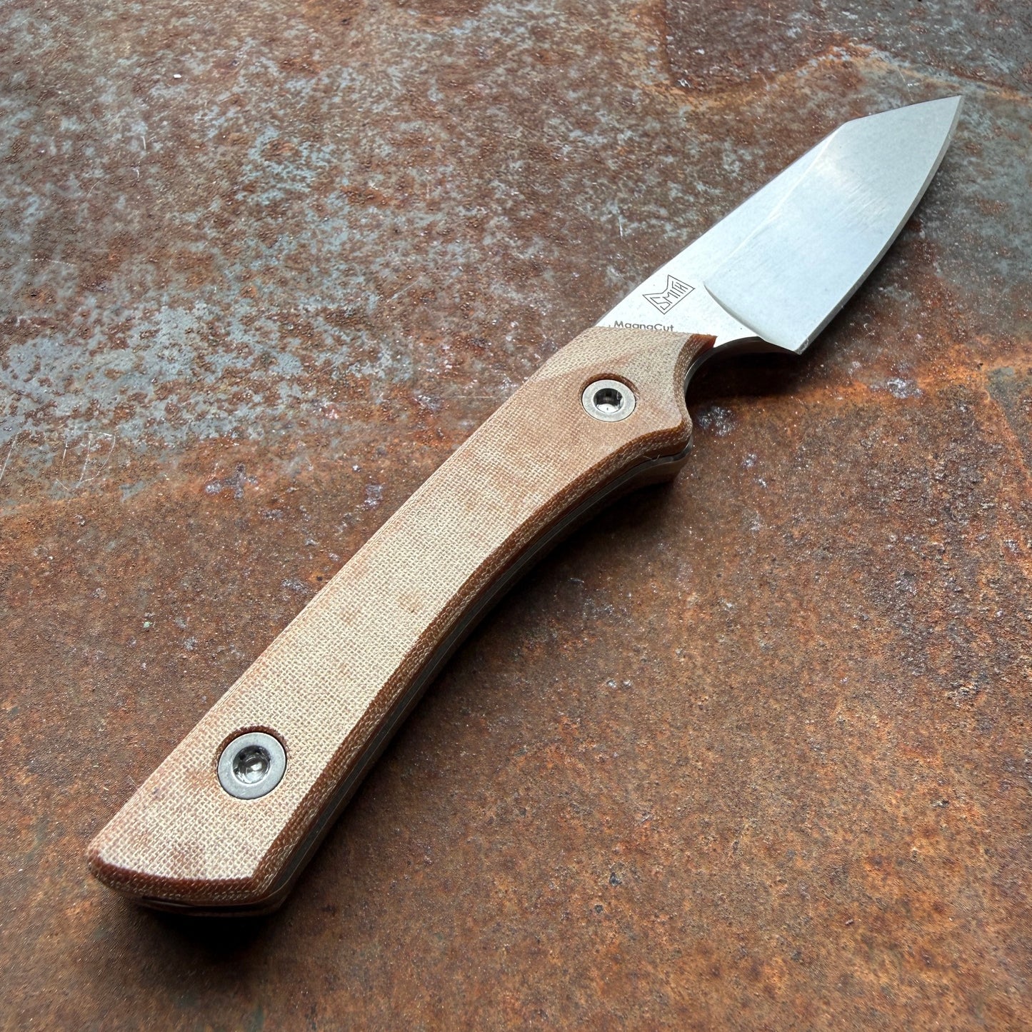 Lynch Blades Swift Six 2.5" Fixed Blade – Brown Canvas Micarta, MagnaCut Stonewash, Dual Sheath – Made in USA