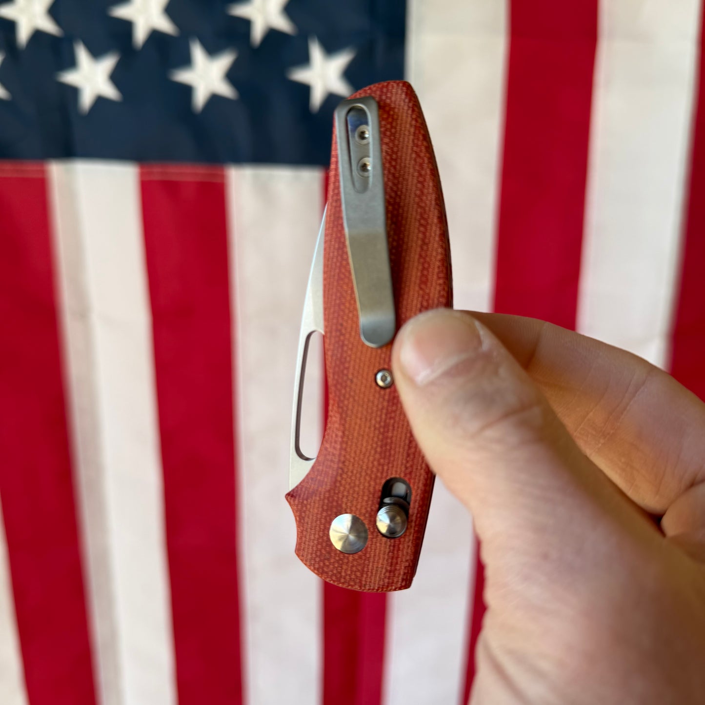 TRM Knives Bulldog Rev. B Folding Knife – Autumn Orange Micarta, MagnaCut Steel – Made in USA
