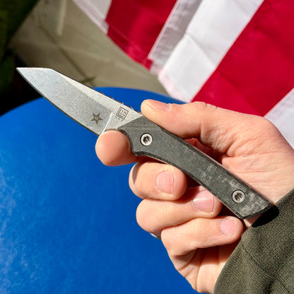 LynchNW Swift Six Fixed Blade Knife, 2.5″ CPM Cru-Wear Blade, Black Micarta Handle, Made in USA (LB-SW6-LON-STR-CRU-PM-BLK-STO)
