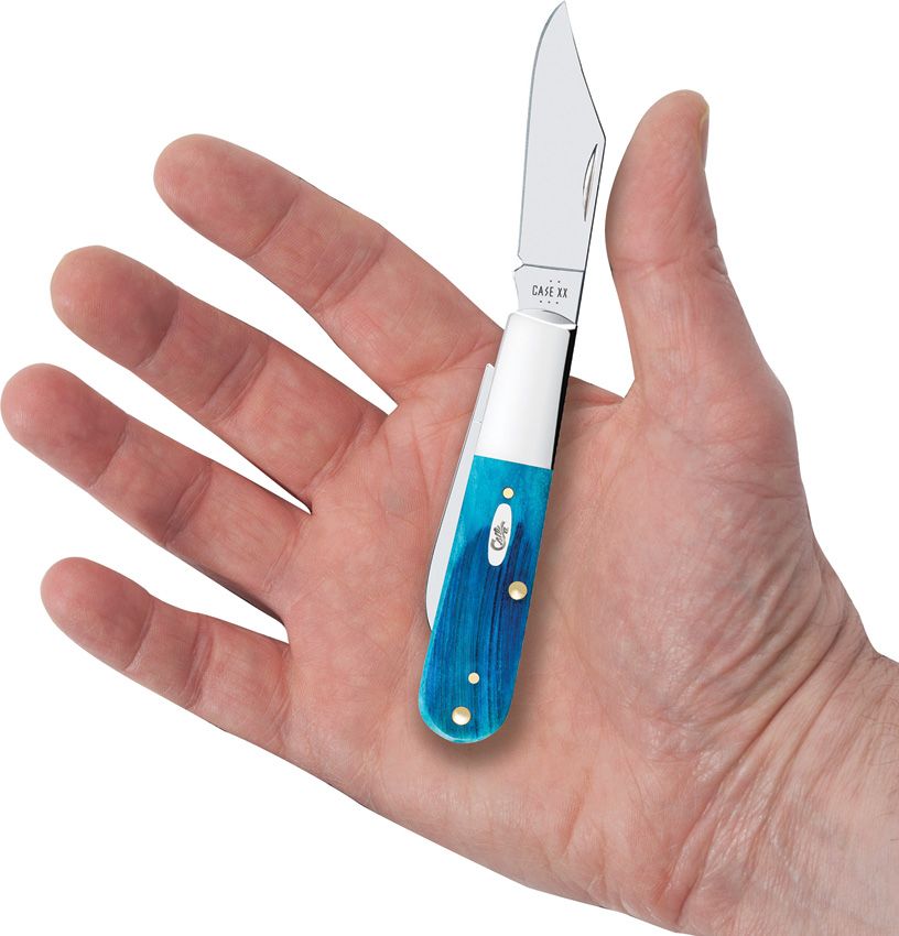 Barlow Pocket Knife – Caribbean Blue Sawcut Bone Handle, Clip & Pen Blades (CA25581)