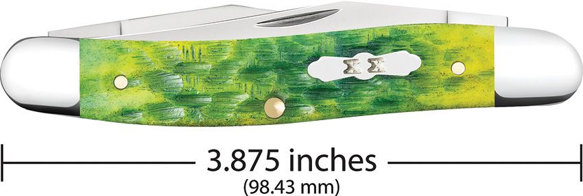 Muskrat Pocket Knife – Green Apple Jigged Bone Handle, Dual Clip Blades (CA27866)