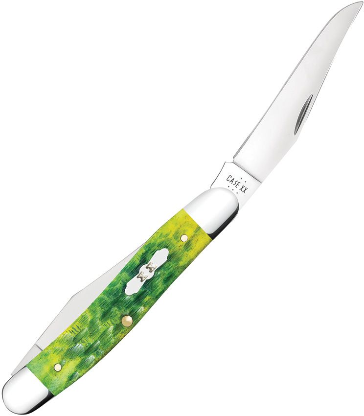 Muskrat Pocket Knife – Green Apple Jigged Bone Handle, Dual Clip Blades (CA27866)