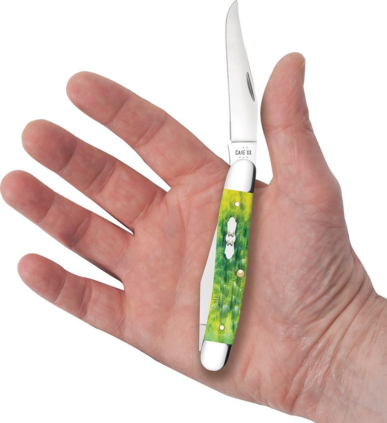 Muskrat Pocket Knife – Green Apple Jigged Bone Handle, Dual Clip Blades (CA27866)