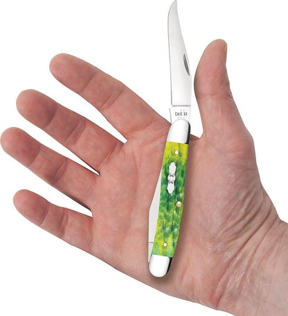 Muskrat Pocket Knife – Green Apple Jigged Bone Handle, Dual Clip Blades (CA27866)