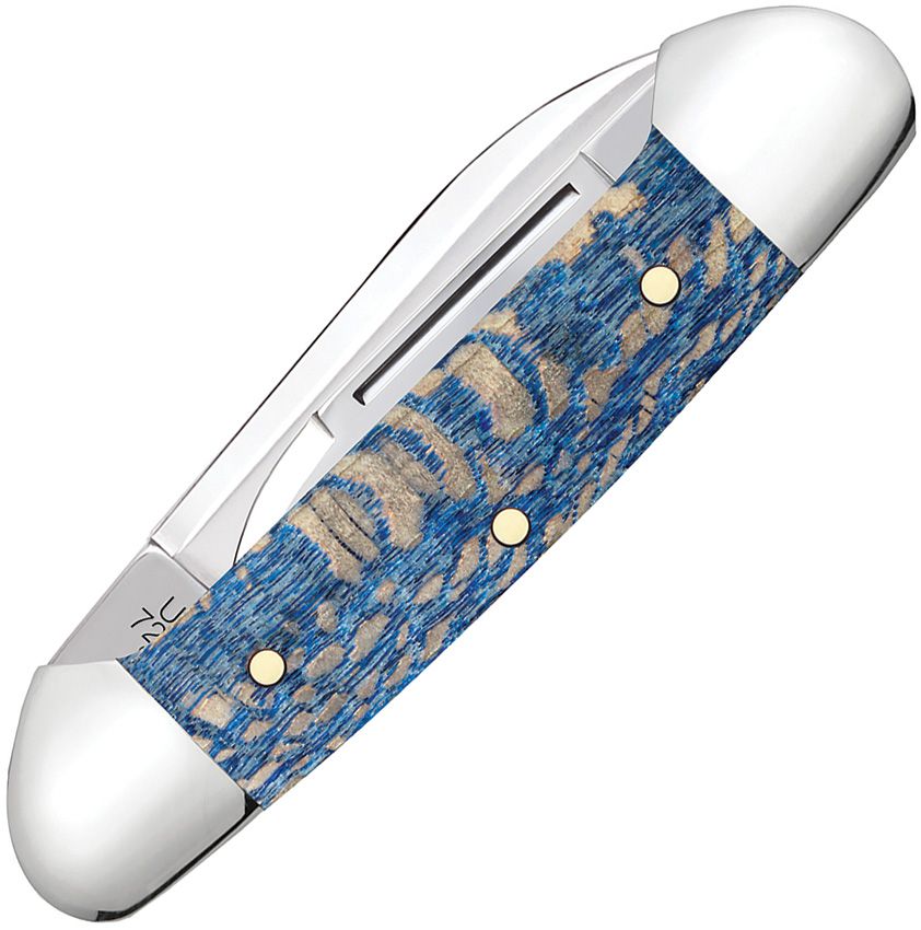 Baby Butterbean Pocket Knife – Blue Sycamore Wood Handle, Spear & Pen Blades (CA63733)