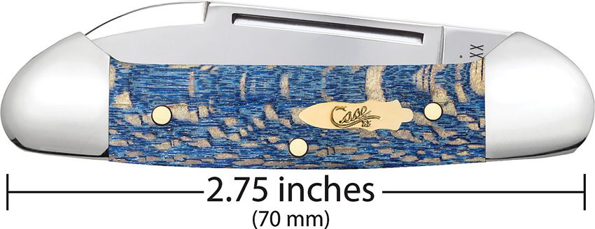 Baby Butterbean Pocket Knife – Blue Sycamore Wood Handle, Spear & Pen Blades (CA63733)