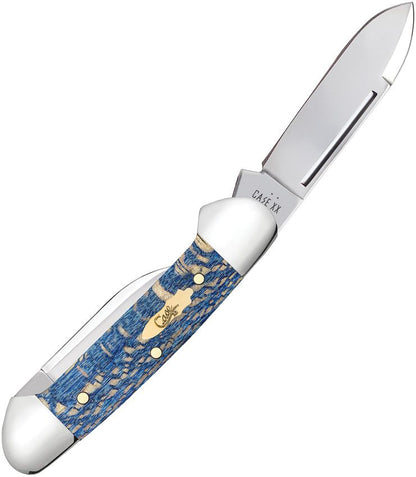 Baby Butterbean Pocket Knife – Blue Sycamore Wood Handle, Spear & Pen Blades (CA63733)