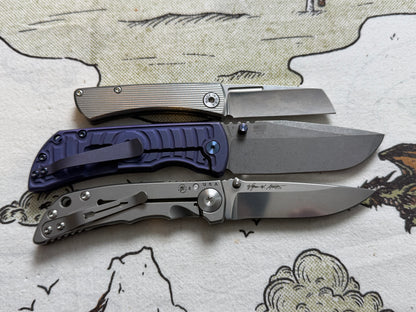 The Back Door: Spartan Blades Harsey Folder SHF 3.25 - Titanium Frame Lock, Stonewash Magnacut - Made in USA (SF10SW) (Return)