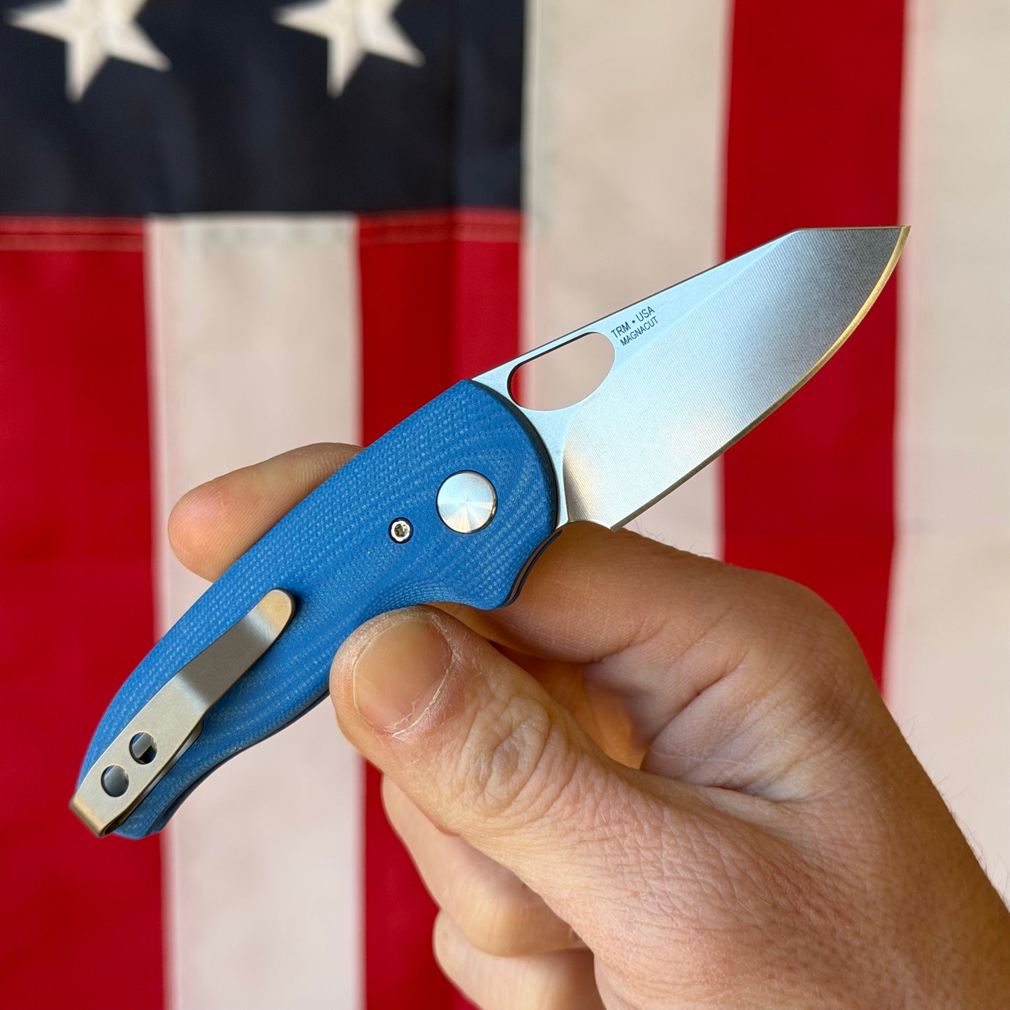 TRM NERD LL Folding Knife, 2.2” MagnaCut Blade, Royal Blue G10 3D Contoured Scales, Made in USA