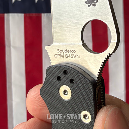 The Back Door: Spyderco Para Military 2 Folding Knife - Black G10, 3.42" CPM-S45VN, CME & LynchNW Clip - Made in USA (C81GP2) (Trade In)