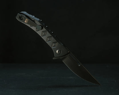 Half Face Blades Kwaiken Folder, Anodized Black Aluminum Handle, 3.2″ S45VN Blade, Made in USA