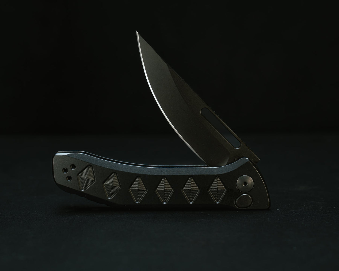 Half Face Blades Kwaiken Folder, Anodized Black Aluminum Handle, 3.2″ S45VN Blade, Made in USA