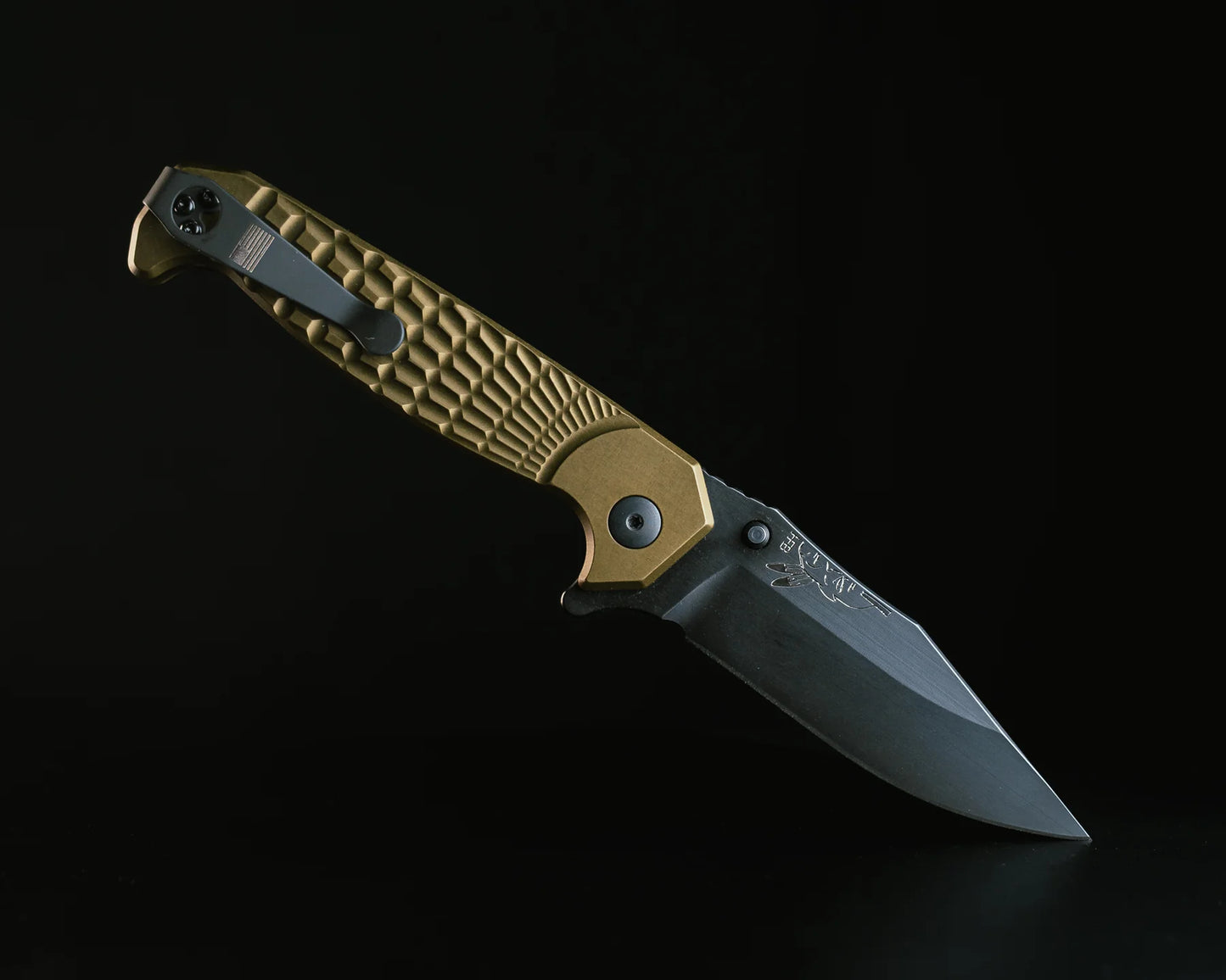 Half Face Blades Crow Folder, Anodized OD Green Aluminum Handle, 3.5″ S45VN Blade, Made in USA