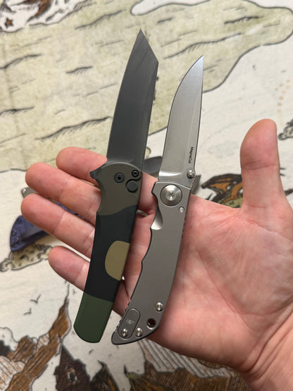 The Back Door: Spartan Blades Harsey Folder SHF 3.25 - Titanium Frame Lock, Stonewash Magnacut - Made in USA (SF10SW) (Return)