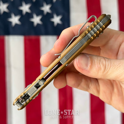 The Back Door: Microtech Socom Elite RAM-LOK Folding Knife - Tan Frag Aluminum, 3.98" M390MK Apocalyptic Single Edge - Made in USA (160RL-10APFRTA) (Trade In)
