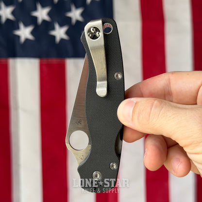The Back Door: Spyderco Para Military 2 Folding Knife - Black G10, 3.42" CPM-S45VN, CME & LynchNW Clip - Made in USA (C81GP2) (Trade In)