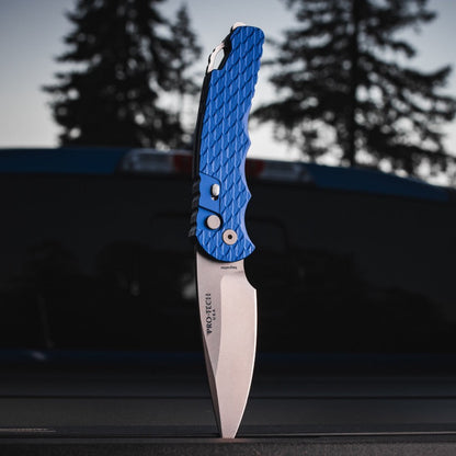 Pro-Tech Tactical Response 4 Auto Knife - Blue Aluminum, 4" Stonewash MagnaMax, Button Lock - Made in USA (T4105 F MM Blue)