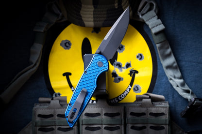 Pro-Tech TR-3 Integrity Manual Knife - Blue Aluminum, 3.5" DLC MagnaCut, Button Lock - Made in USA (INT1106-Blue)